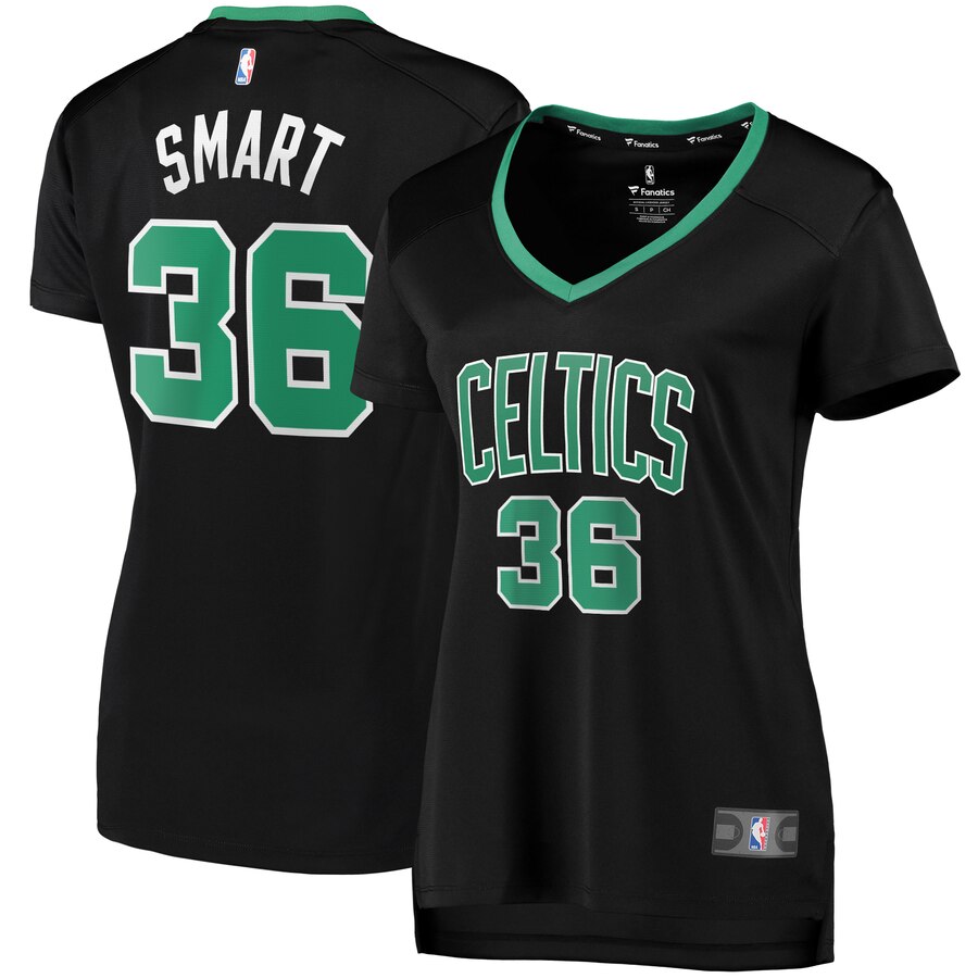 Women's Boston Celtics Marcus Smart #36 Fast Break Fanatics Branded Statement Edition Replica Player Black Jersey 2401HWGY